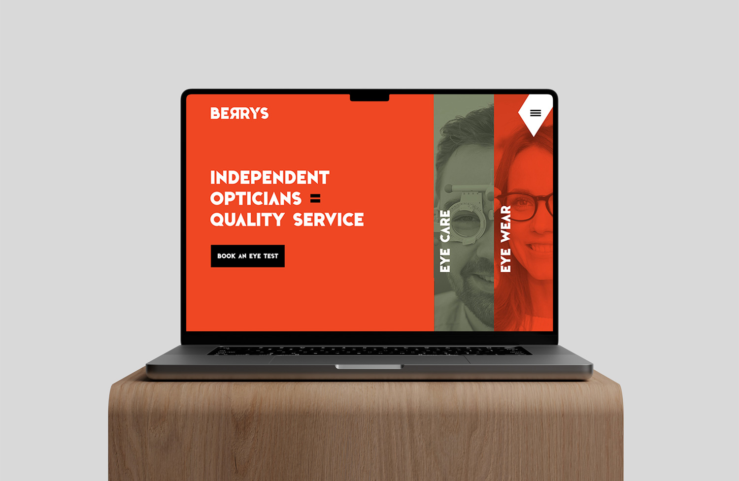 A mockup of the Berry's website on a laptop.