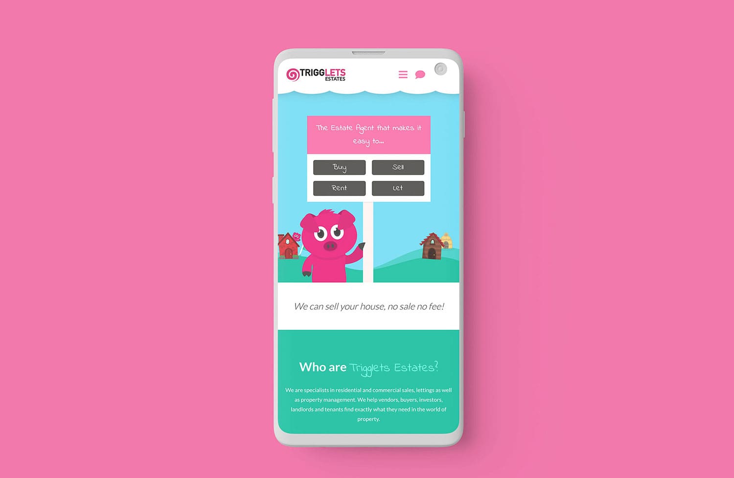 A mockup of the Trigglets website on a mobile.