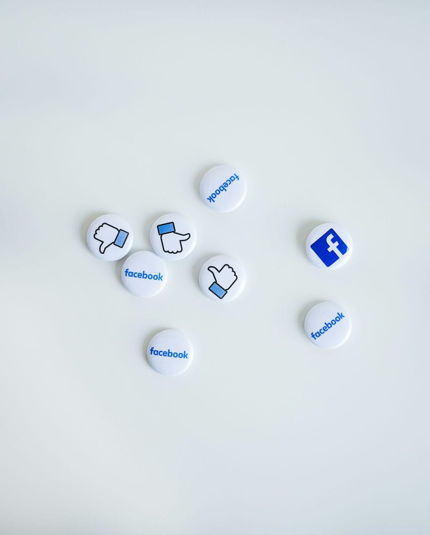 An image of social media icons on badges.