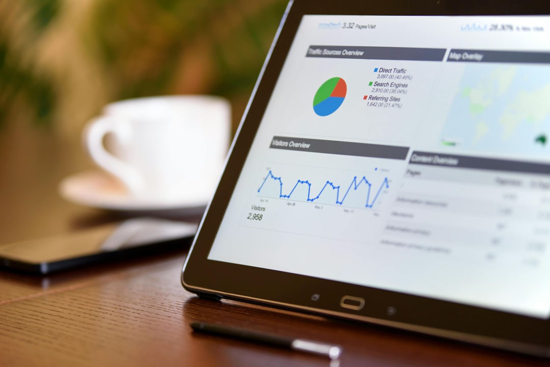 An image of Google analytics on a tablet.