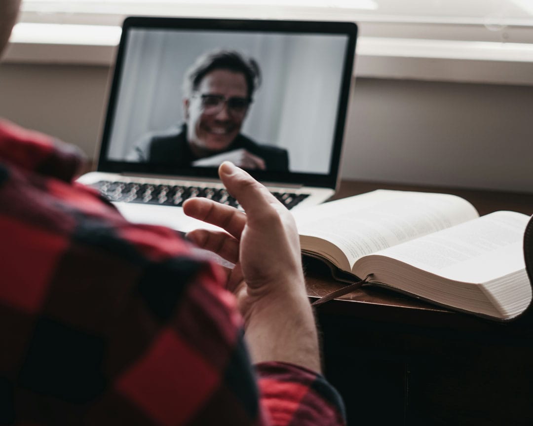 An image of two people having a video call.