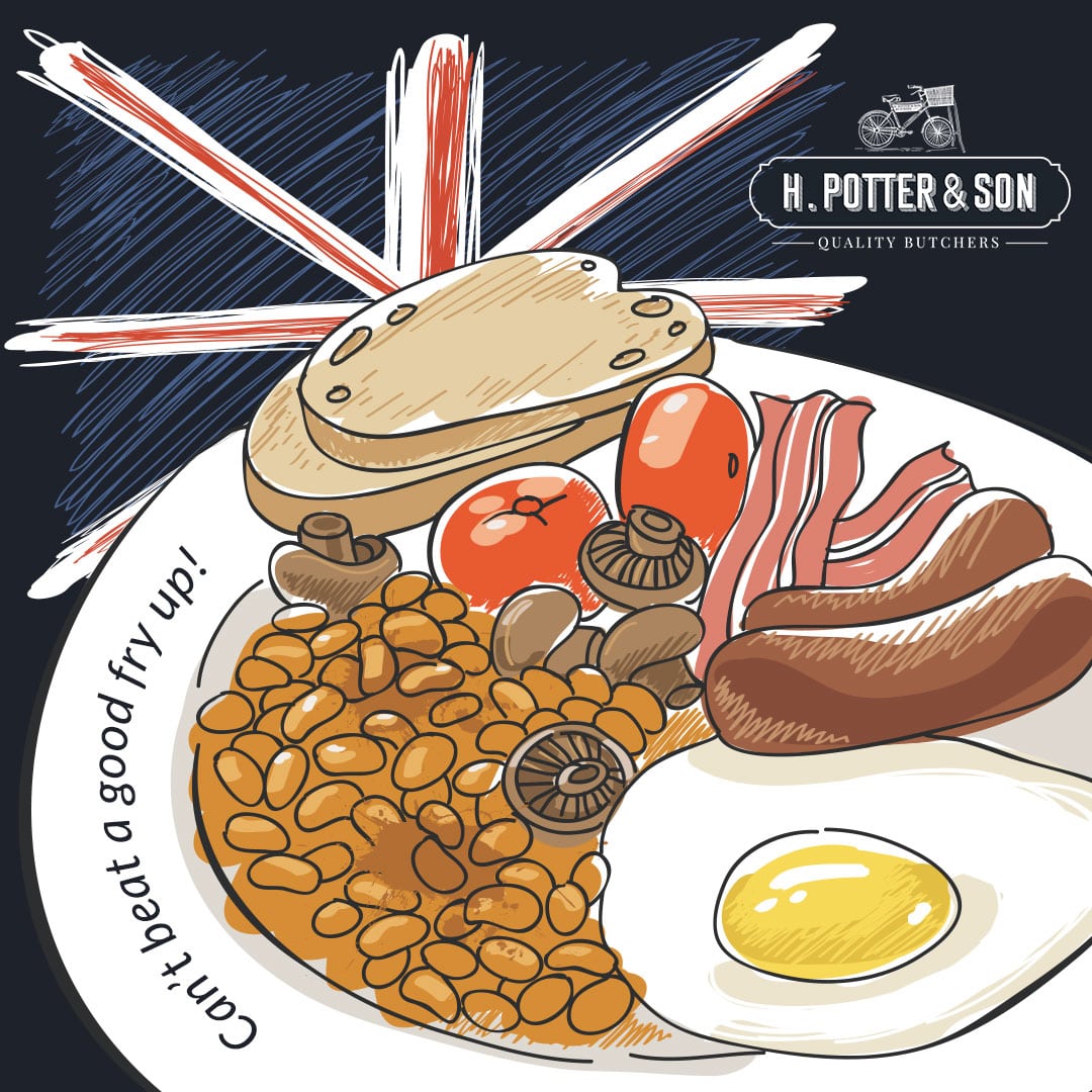 An image of a breakfast related social post for H Potter & Son.