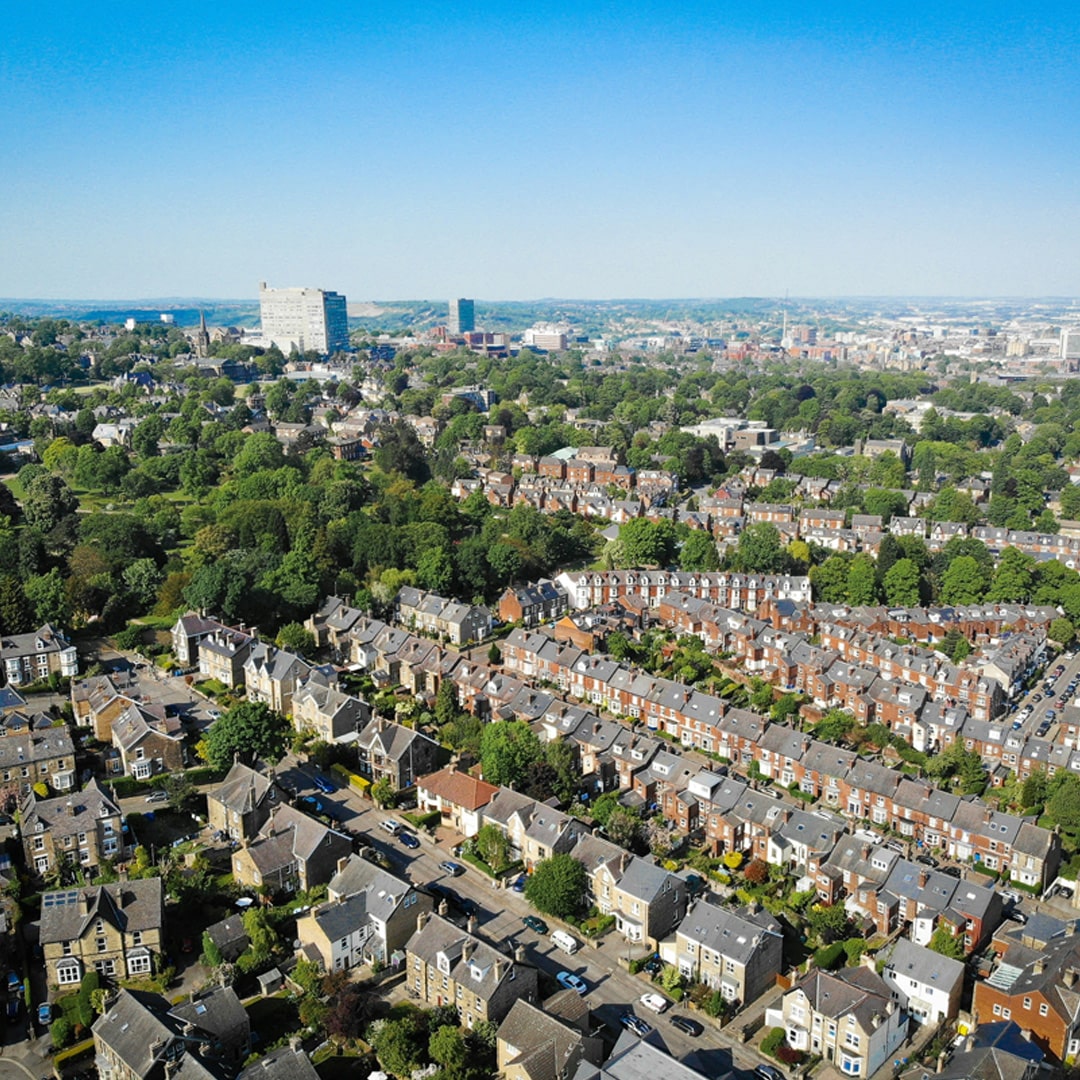 An image of housing from above.