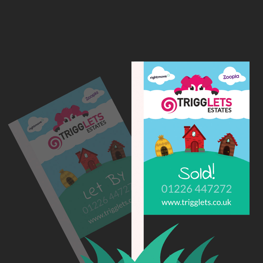 An image of the sale signs we designed for Trigglets.