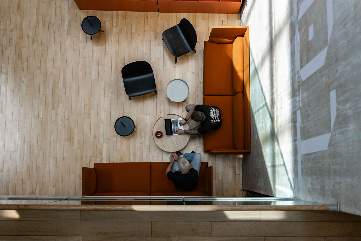 An image of our team talking with a client.